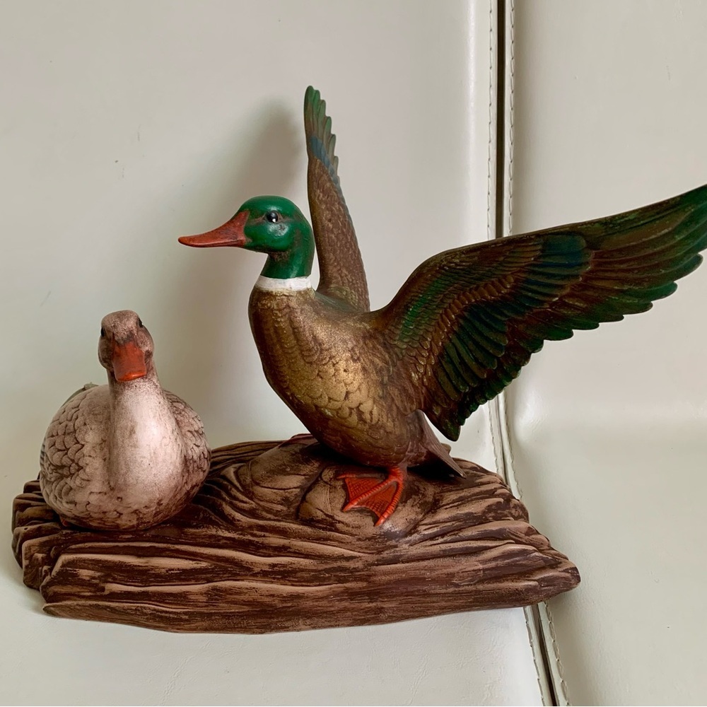 Vintage Classic Male And Female Mallard Ducks Figure 9 inches tall